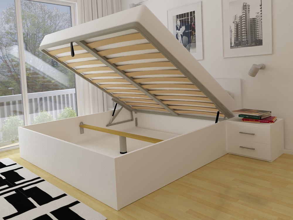 Dvižna postelja LIFT Bela