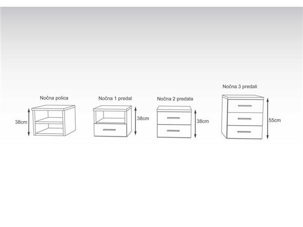Nočna omarica Hrast CHARLESTON