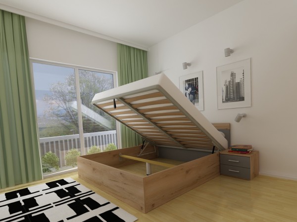 Dvižna postelja LARS Hrast-Antracit