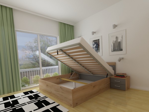 Dvižna postelja LARS Hrast-Antracit