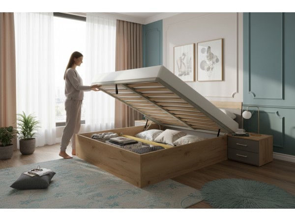 Dvižna postelja LARS Hrast-Antracit