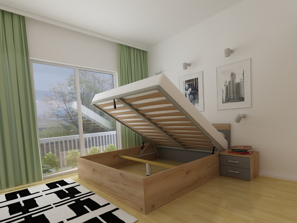 Dvižna postelja LARS Hrast-Antracit