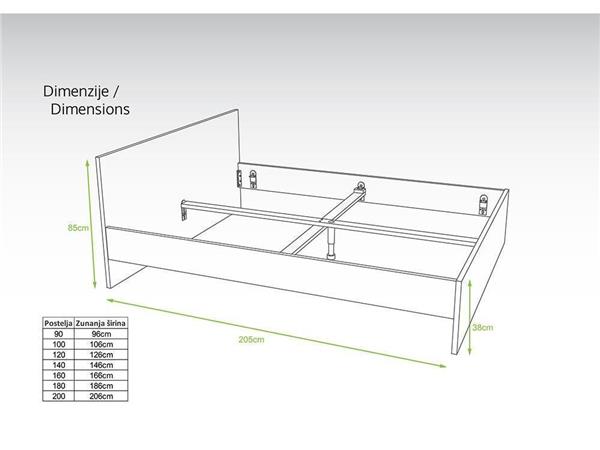 Postelja dimenzije