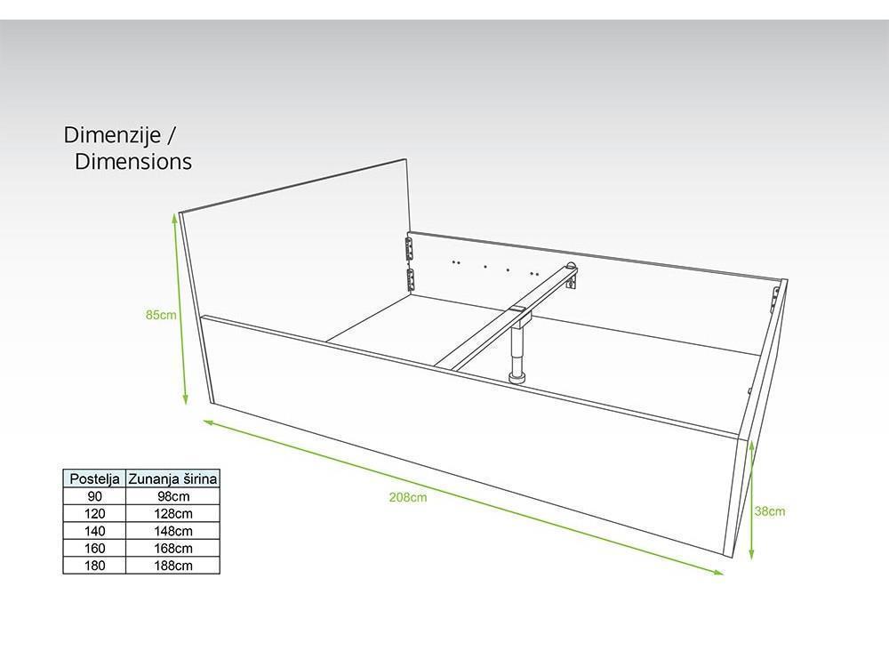 Dvižne postelje dimenzije